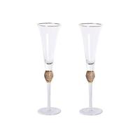 XUJUAN-0227 Cristalería Copa de champán con boca dorada, juego 2 copas cristal, capacidad 7,44 oz for reuniones empresa