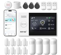XUK Kit Alarma Casa WiFi+4G Sin Cuotas, con Pantalla Táctil de 4,3", Detector PIR, Sensor de Puerta/Ventana y Sirena de 120 dB, Sistema de Alarma para Casa Compatible con App y Alexa. (Lote de 21)