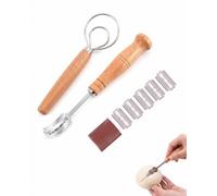 XUKZIMA Cuchillo de Panadero, 1 pz + 5 Hojas Repuesto + 1 Manipulador Masa | Mango Ergonómico y Cambio Rápido | No Rasga la Miga, Ideal para Scoring y Masa Madre