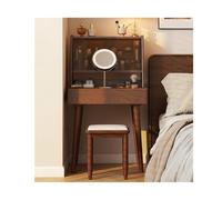 Xumh2024-3 tocador Juego de tocador Vintage Madera Maciza - Elegante Mesa Maquillaje Esquina Francesa con gabinete Almacenamiento Gabinete de organizadores