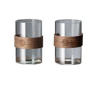 Xumh2024-3 vasos de vidrio Juego de 2 vasos for beber 11,8 onzas con anillo nogal Cristalería de cocina(Transparent)
