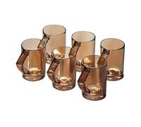 Xumh2024-3 vasos de vidrio Juego de 6 tazas vidrio transparente con asa, 8. oz Cristalería de cocina(Amber)