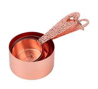 XUMIUZIY 4 Piezas Juego de Tazas y Cucharas Medidoras de Color Rosa | Juego de cucharas de acero inoxidable, marcas de mililitros integradas, anillo para ahorrar espacio, uso en panadería,