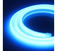 XUNATA 15m LED Neon Flexible 220V, Tira de LED COB con Cable de Alimentación, Alto brillo 288 LEDs/m, Cada Corte de 50 cm, IP65 Impermeable Luz de Cuerda- Azul Hielo
