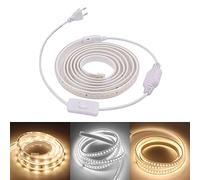 XUNATA 5m Actualizado 220V 2835 Tira LED con Interruptor, 60 LEDs/m Luces Blanco calido, IP67 Impermeable, Escalera de Techo Blancas Tira de LED Cocina Lights