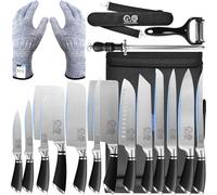 XYJ Traje de cuchillo profesional del Chef, traje de cuchillo del Chef con bolsa, chaqueta, cuchillo de carnicero de cocina culinaria, Corte culinario, santoku, utilidad, acero inoxidable