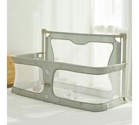 XYLDGPTL Cuna de bebé, 120 x 50 cm, cunas de bebé evolutiva, Cama cododo bebé con mosquitero, Ventana de Malla Transpirable y Visible, Funda de Forro Suave Lavable y aleación de Aluminio Resistente