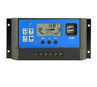 Y&H Controlador de carga de panel solar de 60 A, 12 V/24 V, regulador inteligente, puerto USB, temporizador de luz de 5 V, pantalla LCD