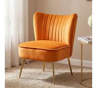 Ya-Home Butaca Salon Moderna Sillon Relax Individual,Naranja | Terciopelo, Patas de Metal Macizas, 17cm Cojín , Reposabrazos, Respaldo, para Salon/Dormitorio/Balcón, MAX 136KG