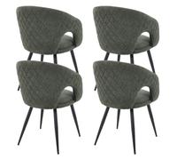 Ya-Home Set de 2 Silla de Comedor Silla Cocina Patas Metal Nórdico,Verde | Asiento Tapizado de Chenille, Pata Metal Antideslizante, Respaldo Curvo, Cojin Grueso, para Hogar/Restaurante, MAX 113KG