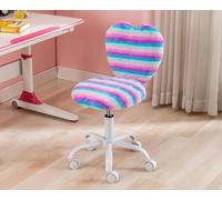 Ya-Home Silla de Escritorio Infantil Giratoria Silla de Niños con Respaldo Forma de Corazón,Silla de Oficina Altura Ajustable Silla Computadora de Juvenil para Dormitorios/Estudios,Arco Iris