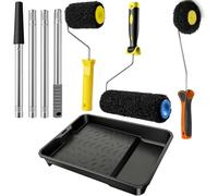Yabingbos 【5PCS】Set de Rodillos para Masilla 23/10/9cm con Bandeja y Mango Telescópico 1,1m, Rodillo para Masilla, Esquinero, Herramienta de Pared y Techo para Relleno y Yeso