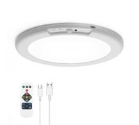 Yafido Plafon LED con Sensor de Movimiento USB a Pilas Lamparas de Techo sin Cables, 5000mAh Luz Ducha Recargable Adhesivo Magnetica con Mando sin Taladrar Redondo Pared Interior Bano Porche Garaje