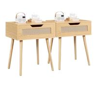 Yaheetech 2 pcs Mesillas de Noche Trenzada en Ratán Dormitorio Nordica