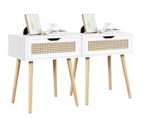Yaheetech 2pcs Mesillas de Noche Trenzada en Ratán Dormitorio Nordica