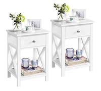 Yaheetech 2pcs Mesitas de Noche con Cajón y Estante 40x30x55cm