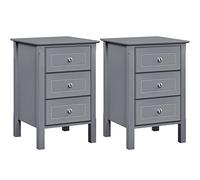 Yaheetech 2pcs Mesitas de Noche Mesillas de Noche Madera con Tres Cajones