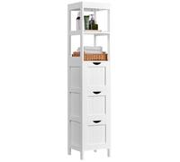 Yaheetech Armario Alta de Baño Mueble Auxiliar de Baño 30x30x142cm Blanco
