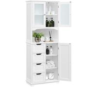 Yaheetech Armario de Baño de Almacenamiento Alto Blanca 60×30×165,5 cm