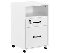 Yaheetech Cajonera Escritorio de Oficina con Ruedas Blanco 40×40×65,5cm