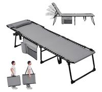 Yaheetech Cama de Camping Plegable con Cojín y Bolsillo Lateral Respaldo
