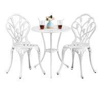 Yaheetech Conjunto de 1 Mesa y 2 Silla Exterior Mueble de Aluminio Blanco