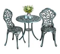 Yaheetech Conjunto de 1 Mesa y 2 Sillas Muebles de Aluminio Verde