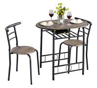 Yaheetech Conjunto de Mesa y 2 Sillas de Comedor 80X53 cm Marrón Oscuro