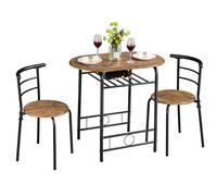 Yaheetech Conjunto de Mesa y 2 Sillas de Comedor Cocina 80X53 cm Marrón