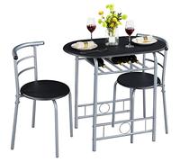 Yaheetech Conjunto de Mesa y 2 Sillas de Comedor Cocina 80X53 cm Negro