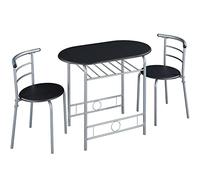 Yaheetech Conjunto de Mesa y 2 Sillas de Comedor Cocina 90X53 cm Negro