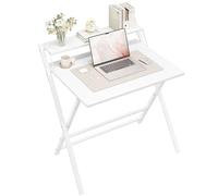 Yaheetech Escritorio de Ordenador Plegable 50x80x74.5cm con Estante de Monitor, Fácil de Plegar y desplegar, Adecuado para Dormitorio, Estudio y Salón, Blanco