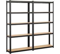 Yaheetech Estanteria Almacenaje Metalica Metalica Galvanizada Estanteria Almacenamiento de Cargas Pesadas Estante Trastero Metal Marco Metal 180x180x30cm Capacidad 175 KG Negro