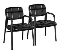 Yaheetech Juego de 2/4/6 Piezas Sillas de Oficina Escritorio Silla de Recepción Sillón para Conferencia Sala Tapizada MAX Capacidad 135 KG 2/Negro