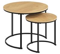 Yaheetech Juego de 2 Mesa de Centro Redonda Anidable con Patas de Metal