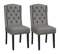 Yaheetech Juego de 2 Sillas de Cocina Tela Diseño de Botones Gris Claro