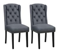 Yaheetech Juego de 2 Sillas de Cocina Tela Diseño de Botones Gris Oscuro