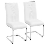Yaheetech Juego de 2 Sillas de Comedor Cocina Moderna Piel Sintética Blanca