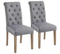 Yaheetech Juego de 2 Sillas de Comedor Silla Acolchada de Tela Gris Oscuro