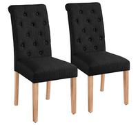 Yaheetech Juego de 2 Sillas de Comedor Silla Acolchada de Tela Negra