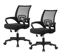 Yaheetech Juego de 2 Sillas de Oficina Silla Malla Transpirable Negro