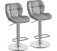 Yaheetech Juego de 2 Taburetes de Bar Sillas Altas Gris Claro Póliester