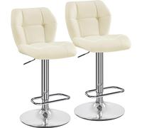 Yaheetech Juego de 2 Taburetes de Bar Taburetes Altos de Cocina de PU Beige