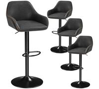 Yaheetech Juego de 4 de Taburetes de Bar Giratorios con Reposabrazos Negro