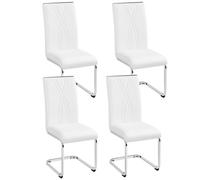Yaheetech Juego de 4 Sillas de Comedor Cocina Moderna Piel Sintética Blanca