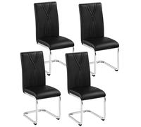 Yaheetech Juego de 4 Sillas de Comedor Cocina Moderna Piel Sintética Negra