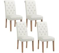 Yaheetech Juego de 4 Sillas de Comedor Silla Acolchada de Tela Beige