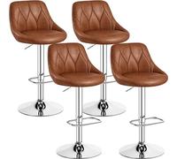 Yaheetech Juego de 4 Taburetes de Bar Altura Ajustable con Respaldo Marrón