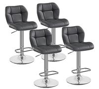 Yaheetech Juego de 4 Taburetes de Bar, Taburetes Altos de Cocina de PU Gris