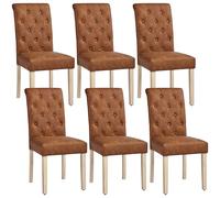 Yaheetech Juego de 6 Sillas de Comedor Acolchada de Piel sintética Marrón